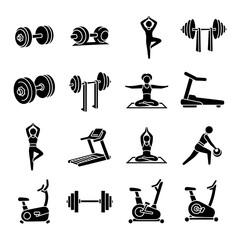 Obraz premium Fitness Icons Dumbbells, Yoga, Treadmill, and More