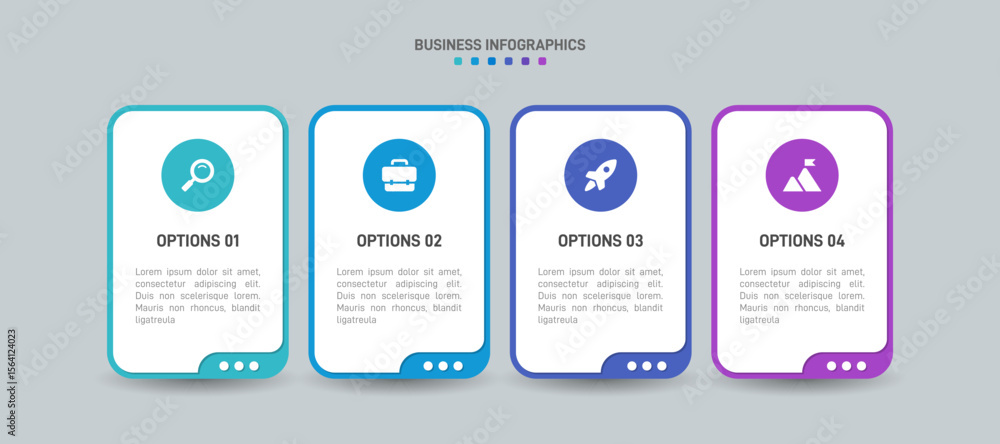 Poster horizontal progress bar featuring 4 arrow-shaped elements, symbolizing the four stages of business s