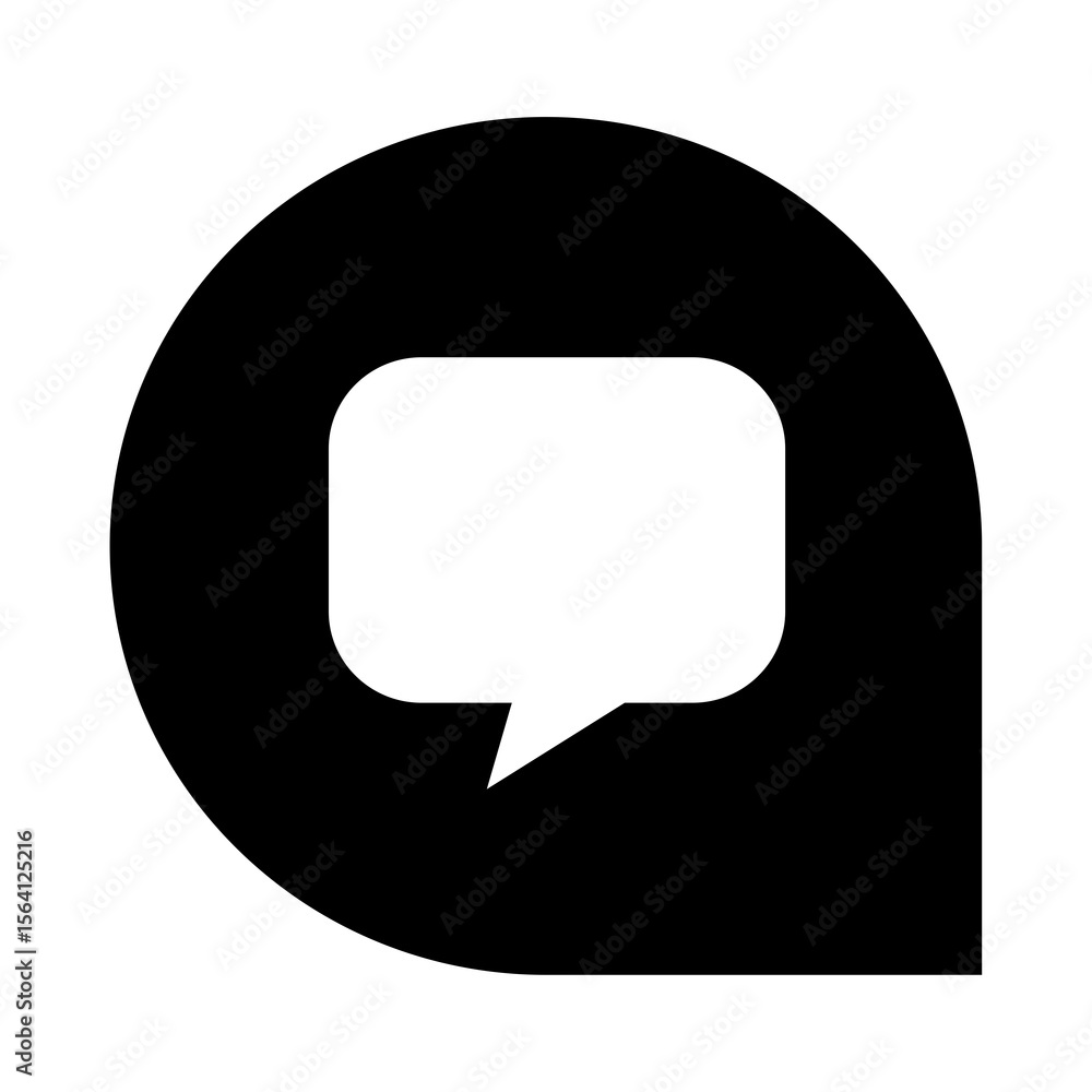 Poster black speech bubble icon on transparent background - modern communication symbol for digital interfa