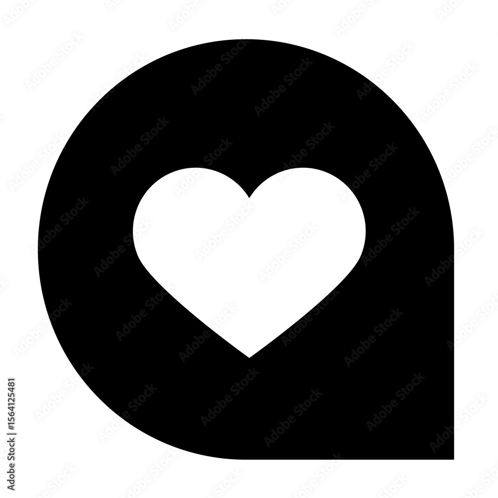 Poster heart symbol in a rounded square speech bubble icon for ui design and social media engagement, expre