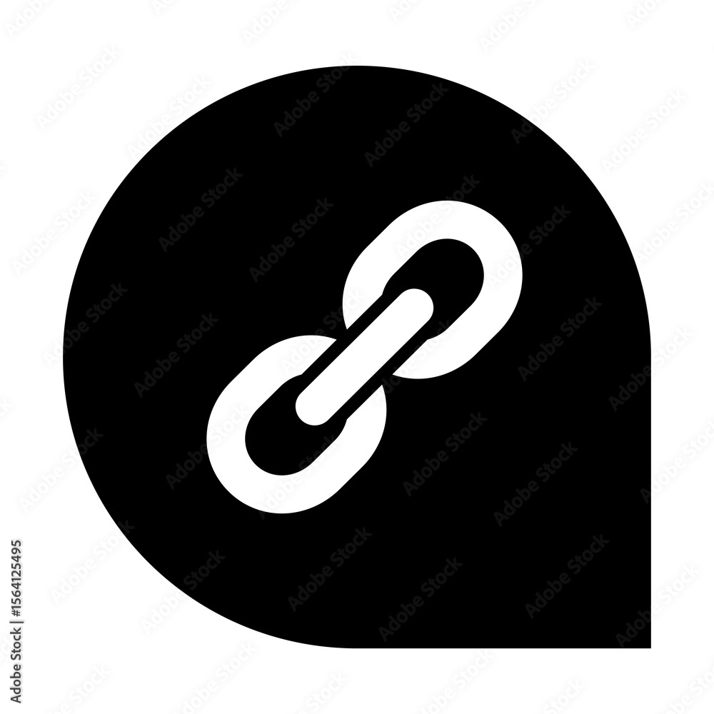 Poster link symbol in a rounded square speech bubble icon for ui design and website navigation, representin