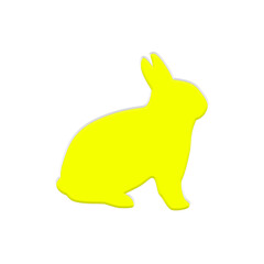 Cheerful Yellow Rabbit Silhouette on Transparent Background A Playful Depiction of a Bunny Perfect for Springtime Projects and Animal Themed Designs