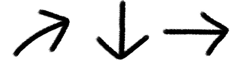 Dynamic Black Arrows on Transparent Background A Visual Guide Featuring Right Down and Right Pointing Arrows for Directional Emphasis and Navigation