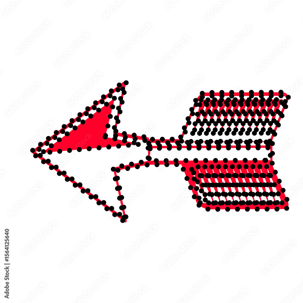 Poster abstract arrow pointing left with dotted outline on transparent backdrop, a modern graphic element f