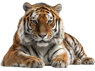 Fototapeta premium A Tiger lying down, transparent background