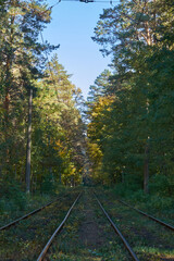 tram railway in Kyiv Ukraine
