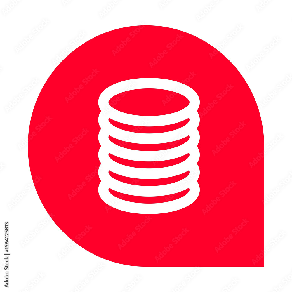 Poster data storage icon in red a modern symbol for information management and digital archiving a bold gra