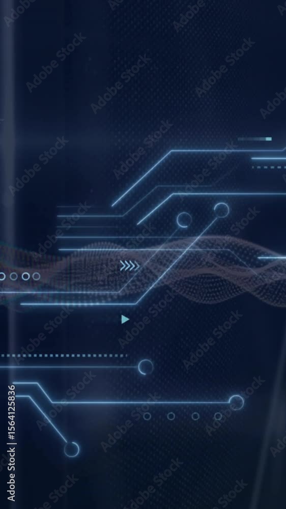 Poster animation of digital data processing over computer circuit board