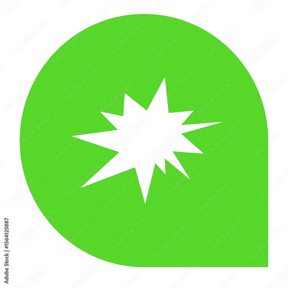 Poster green burst speech bubble icon with transparent background for graphic design projects and user inte