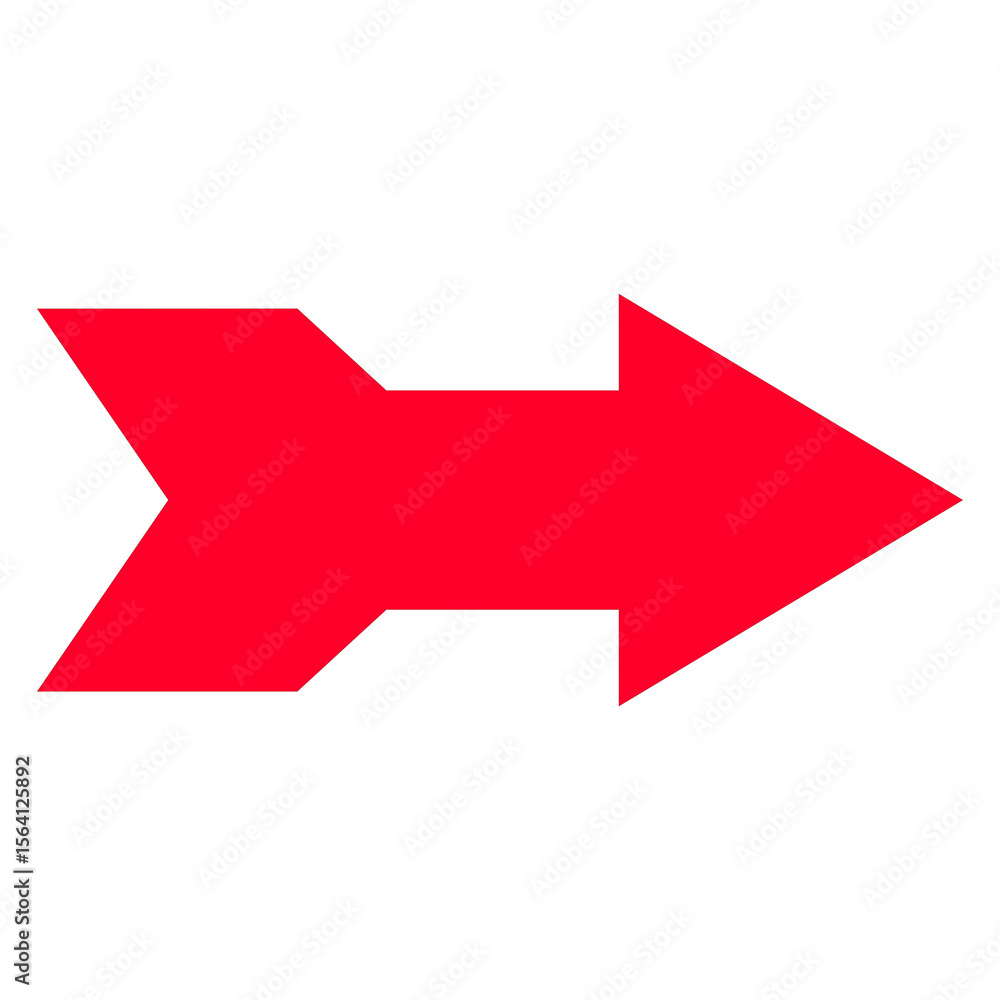 Poster vibrant red arrow icon pointing right with transparent background for navigation and directional gui