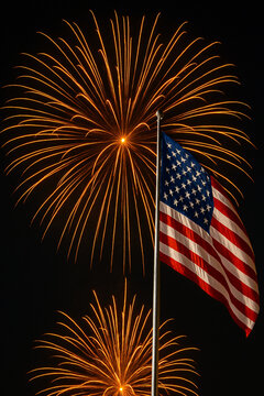 4th July Firewok USA Flag