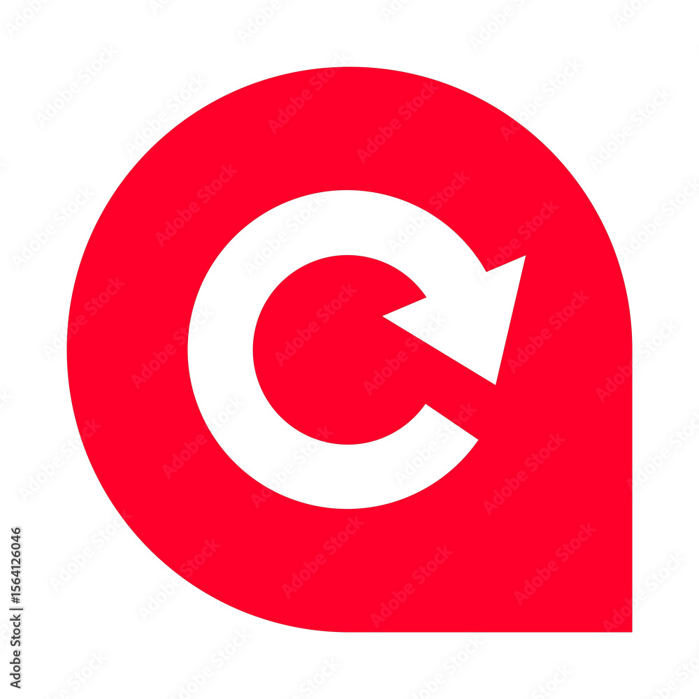 Poster red arrow circle icon on transparent backdrop, ideal for navigation, direction, and user interface d
