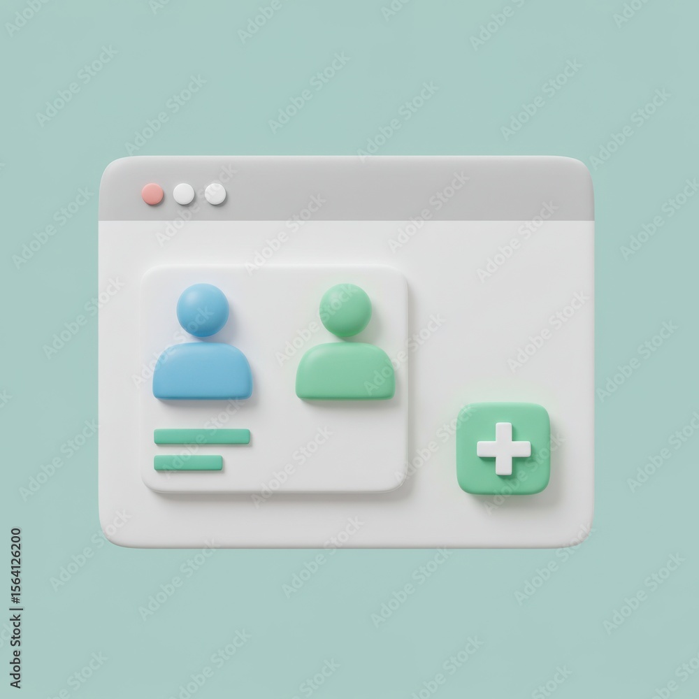 Fototapete add user interface element, pastel 3d render