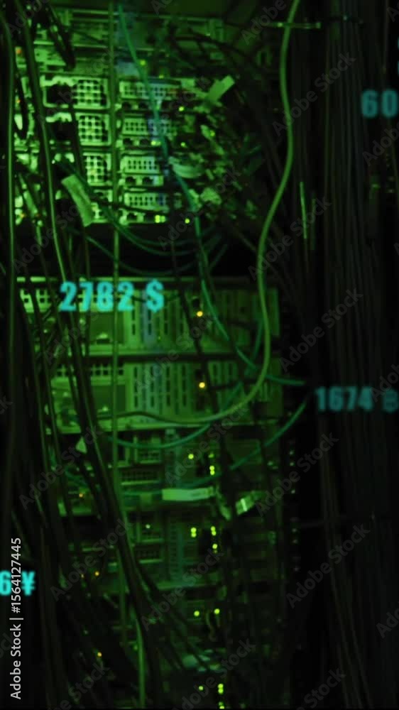 Poster animation of digital data processing over computer servers