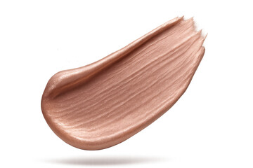 Shimmering bronze cream stroke isolated on transparent backdrop, makeup swatch