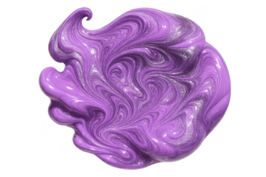 Abstract purple slime with shiny details, isolated on a transparent background