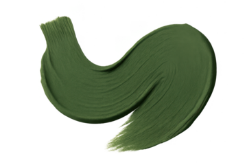 Olive green paint smear isolated on transparent background, brush stroke effect