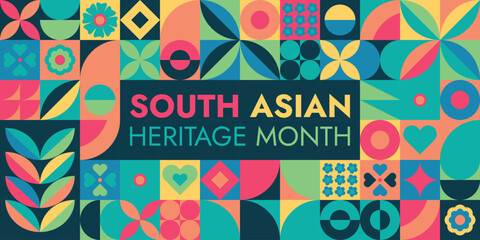South Asian Heritage Month Celebration — Diverse Cultures, Traditional Patterns, Creative Art, Vector Illustration © JK2507