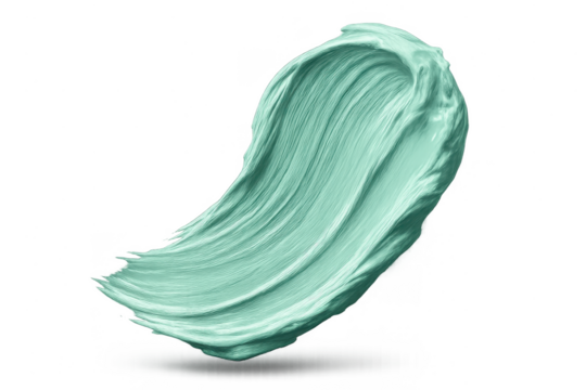 Light teal paint smear isolated on transparent background, abstract texture
