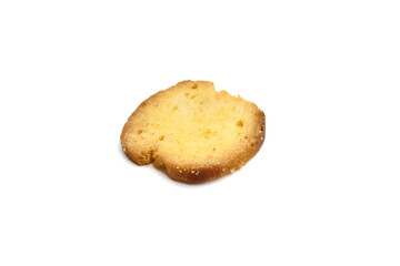 Bruschetta slice isolated on white background, showcasing golden crust and soft texture, perfect for culinary presentations and appetizing food photography