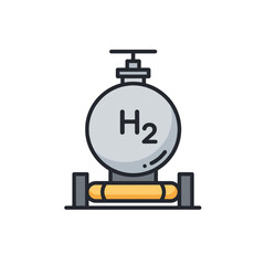 Hydrogen Fuel Cell Icon &ndash; Bold Outline Style