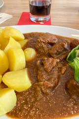 A hearty beef stew with potatoes