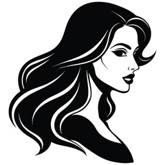 Elegant Woman Profile: Black and White Vector Art, Stylish and Sophisticated.