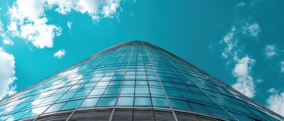 Modern skyscraper architecture glass building cityscape blue sky reflection
