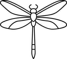 dragonfly icon line art vector illustration on transparent background	
