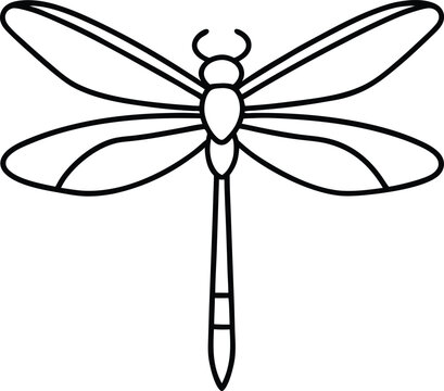 dragonfly icon line art vector illustration on transparent background	
