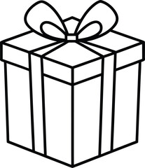 gift box icon line art vector illustration on transparent background	
