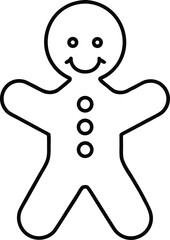 gingerbread man icon line art vector illustration on transparent background	
