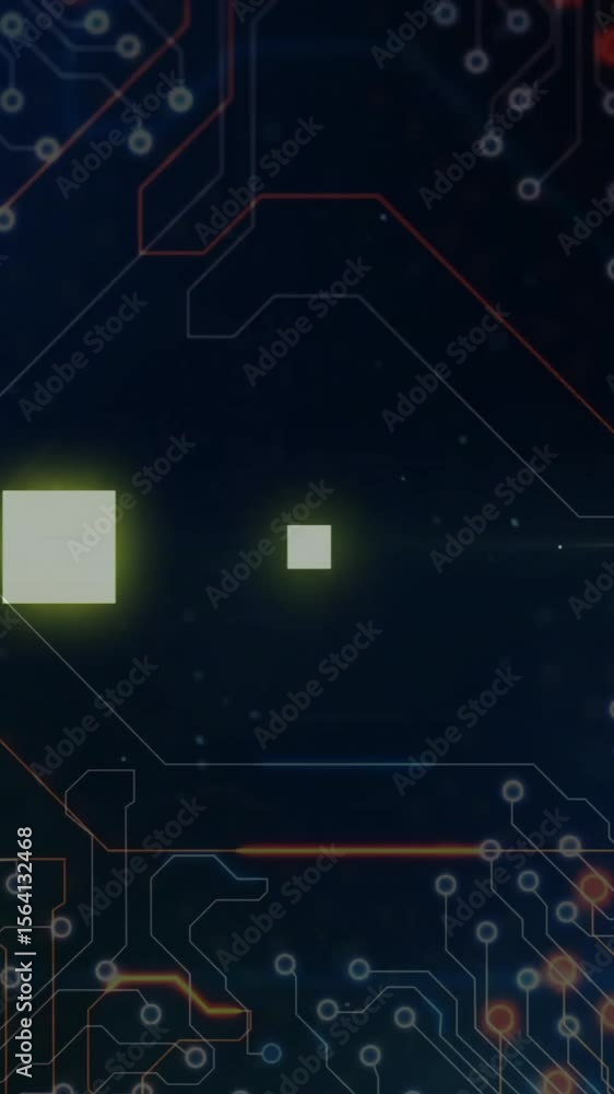 Poster animation of digital data processing over computer circuit board