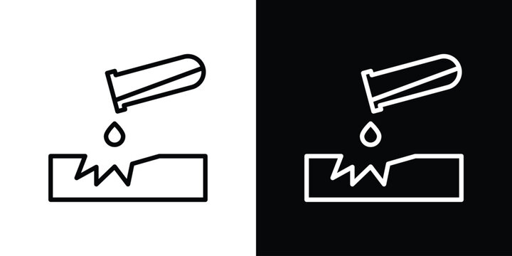 Corrosive substance icon symbol outline style. Editable icon in EPS10