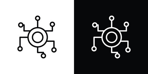 Decentralized icon symbol outline style. Editable icon in EPS10