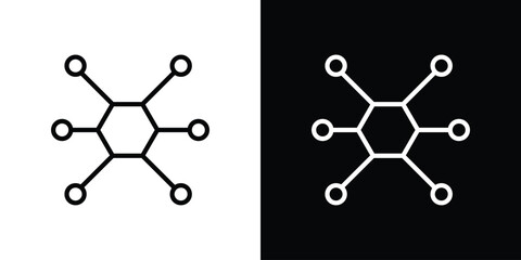 Hub icon symbol outline style. Editable icon in EPS10