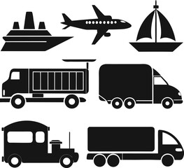 Transports silhouette bundle vector design with editable