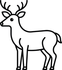 reindeer icon line art vector illustration on transparent background	
