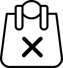 Fototapeta premium Plastic Bag Ban Icon with Bold X Symbol in Minimal Line Art Style