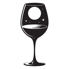 Wine glass with celestial scene inside beverage drink