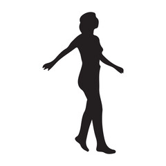 Woman walking with arms outstretched silhouette movement
