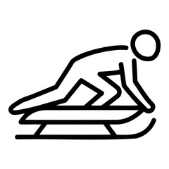 Luge icon featuring athlete in position on sled, minimalist outline design