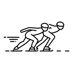 Short track speed skating icon with two racers in motion, minimalist design
