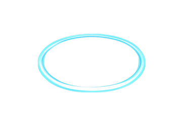 Abstract blue light ring glowing on transparent background representing energy and technology.