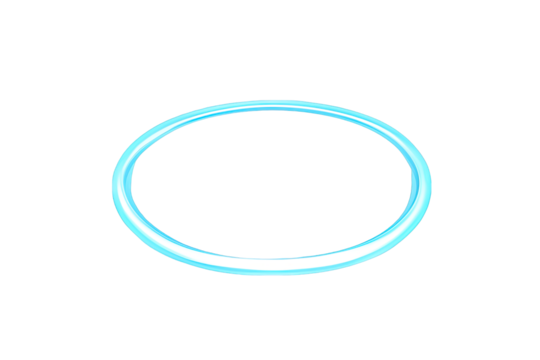 Abstract blue light ring glowing on transparent background representing energy and technology.