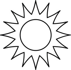 sun icon line art vector illustration on transparent background	
