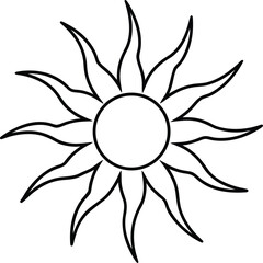 sun icon line art vector illustration on transparent background	
