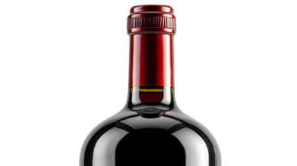 Red Wine Bottle Neck Close-up on White Background - Alcohol Beverage, Wine Tasting, Winery, Restaurant