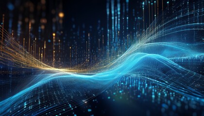 abstract digital data stream flowing code binary code technological background