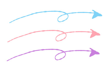 カラフルで可愛いループ付き手書き矢印アイコンセット